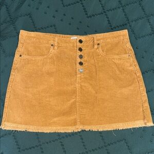 Corduroy Button-Front Tan Skirt
